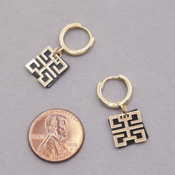 SODAJO GREEK PATTERN HUGGIE GOLD DIPPED EARRING