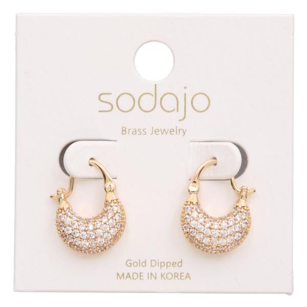 SODAJO CRYSTAL METAL HOOP GOLD DIPPED EARRING