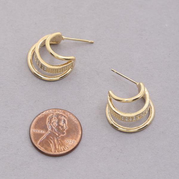 SODAJO CRYSTAL MULTI HOOP GOLD DIPPED EARRING