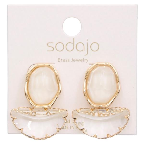 SODAJO COLOR STONE LINK DANGLE GOLD DIPPED EARRING