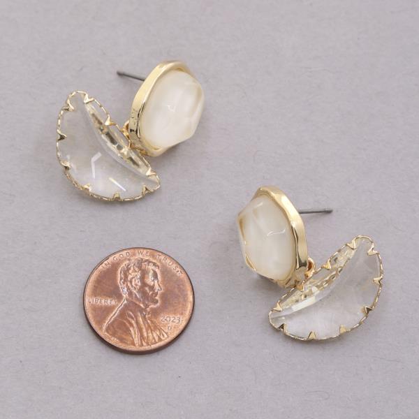 SODAJO COLOR STONE LINK DANGLE GOLD DIPPED EARRING