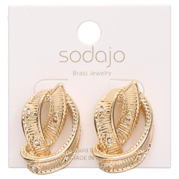 SODAJO RHINESTONE METAL SHAPE GOLD DIPPED EARRING