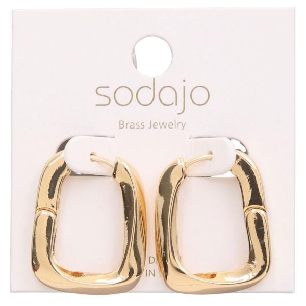 SODAJO SQUARE OVAL EDGE GOLD DIPPED EARRING