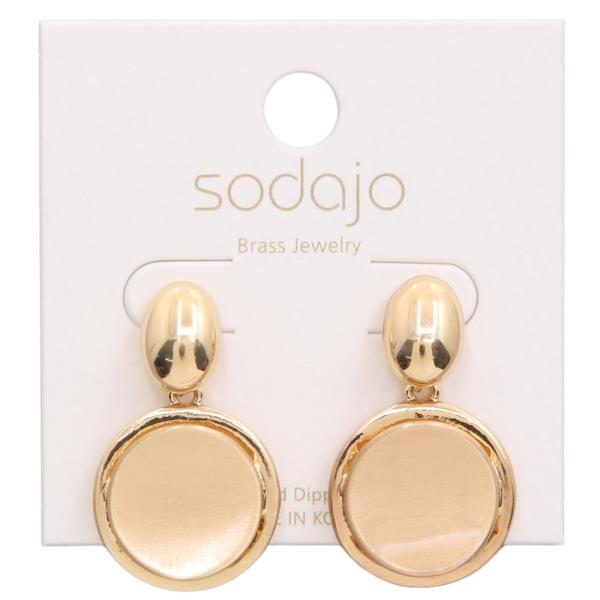 SODAJO ROUND OVAL LINK GOLD DIPPED EARRING