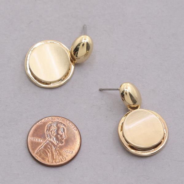 SODAJO ROUND OVAL LINK GOLD DIPPED EARRING