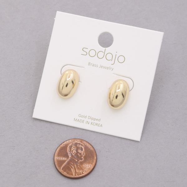SODAJO OVAL METAL GOLD DIPPED EARRING