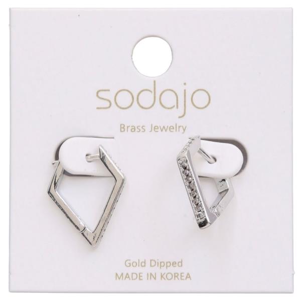SODAJO GEO SHAPE RHINESTONE GOLD DIPPED EARRING