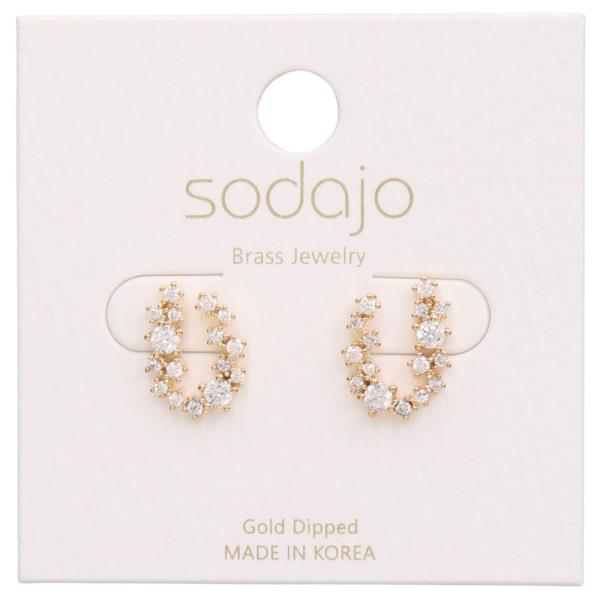SODAJO U SHAPE RHINESTONE GOLD DIPPED EARRING