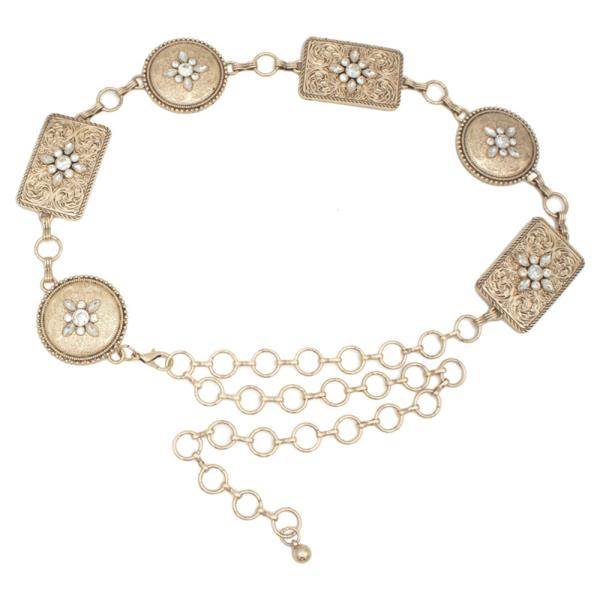 SW SWIRL RS CIRCLE RECTANGLE CONCHO CHAIN BELT