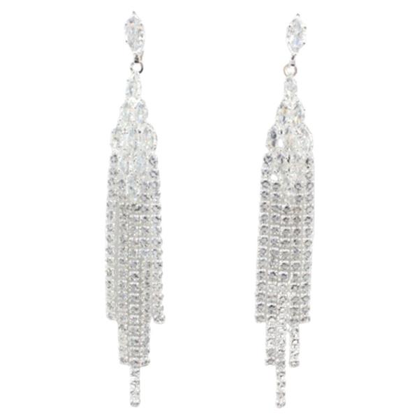 RHINESTONE LINEAR TASSEL DROP EARRING