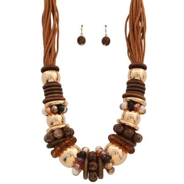 BEADED DISC METAL BALL BEAD NECKLACE