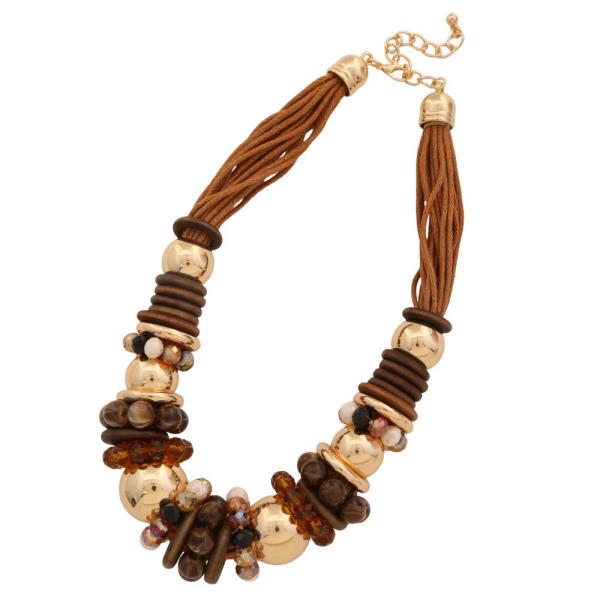 BEADED DISC METAL BALL BEAD NECKLACE