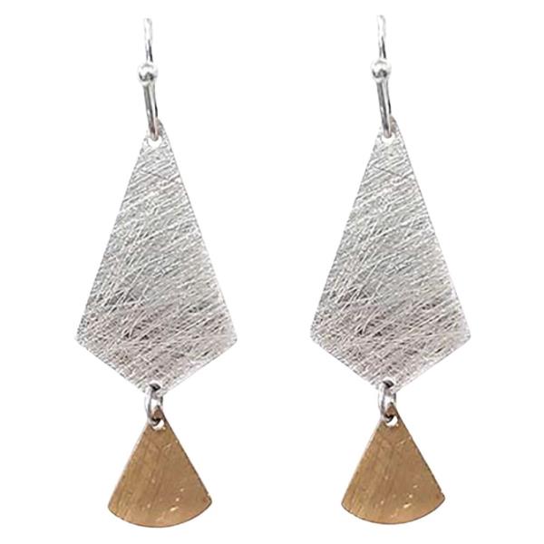 TEXTURED METAL TRIANGLE FAN DANGLE EARRING