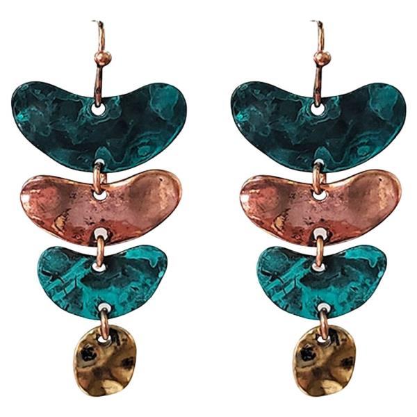 METAL MULTI COLOR ABSTRACT SHAPE DANGLE EARRING