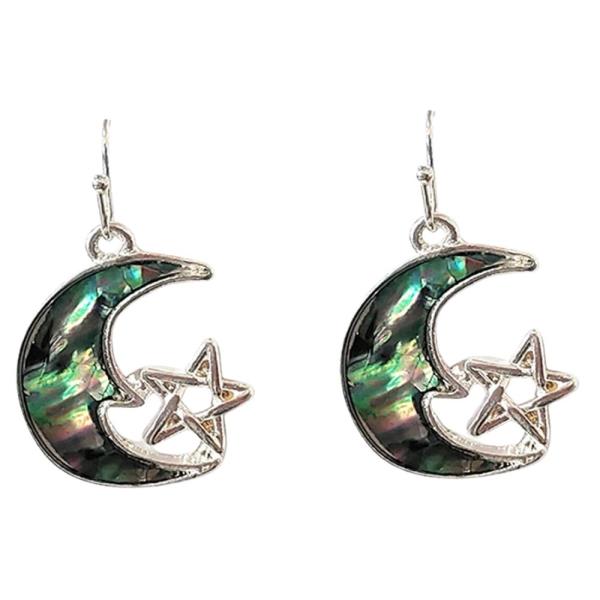 ABALONE SHELL MOON STAR DANGLE EARRING