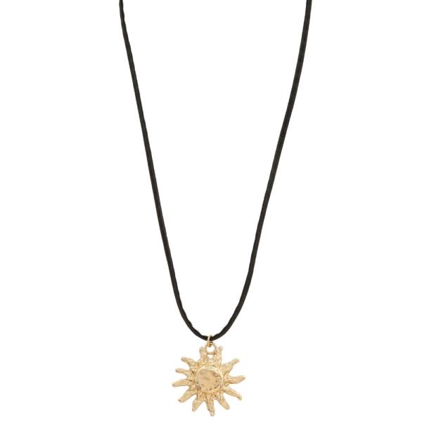SUN METAL CHARM CORD NECKLACE