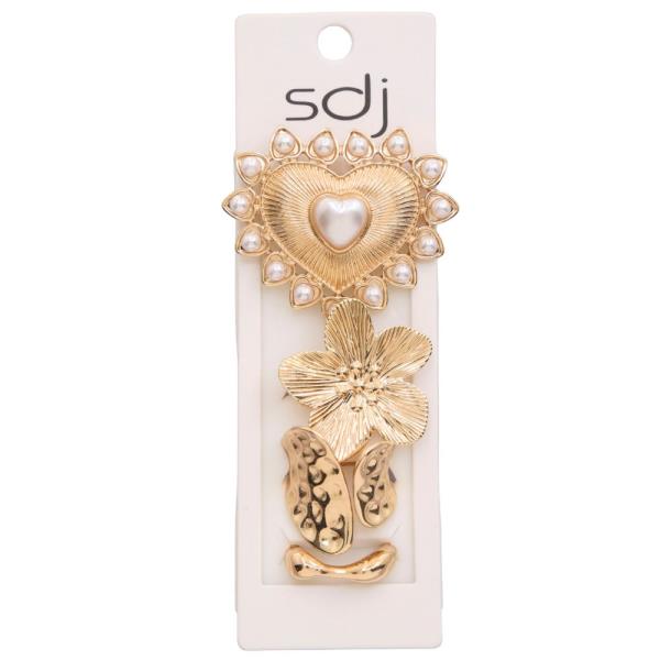 SDJ HEART FLOWER ASSORTED RING SET