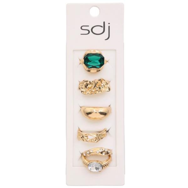 SDJ STONE CRYSTAL ASSORTED RING SET