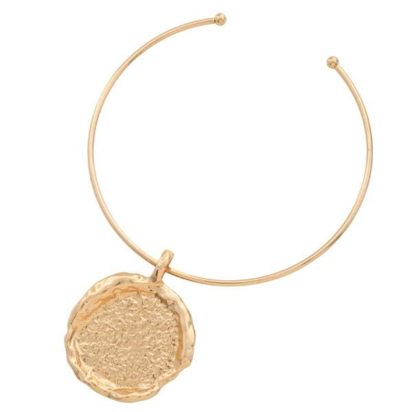 SDJ ROUND PENDANT METAL NECKLACE