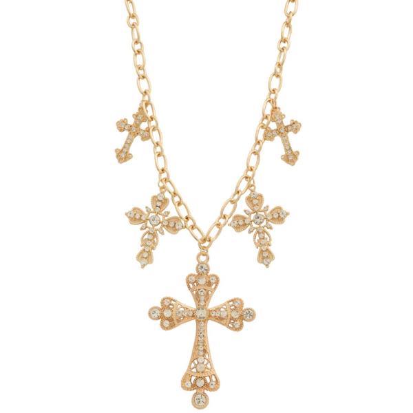 SDJ CROSS RHINESTONE STATION METAL EARRING