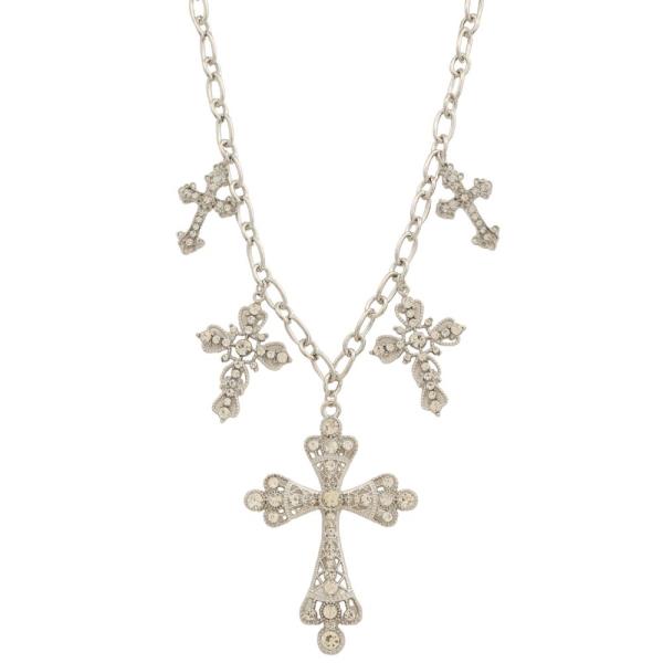 SDJ CROSS RHINESTONE STATION METAL EARRING