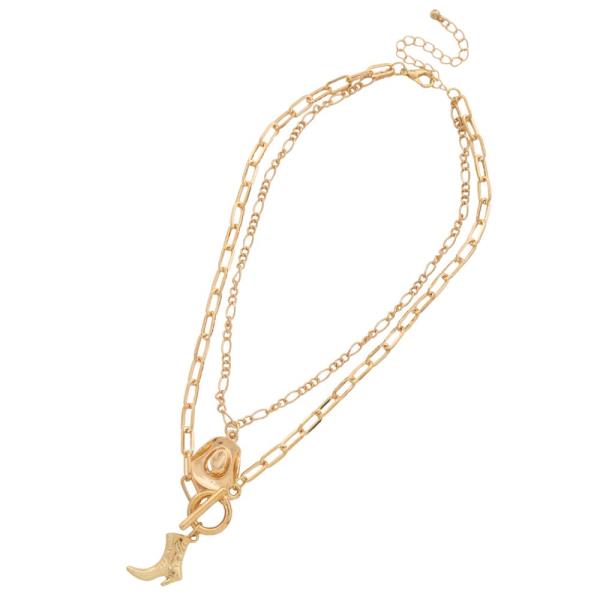 SDJ WESTERN CHARM OVAL LINK TOGGLE CLASP LAYERED NECKLACE