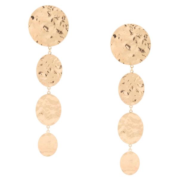 SDJ HAMMERED METAL ROUND OVAL LINK EARRING
