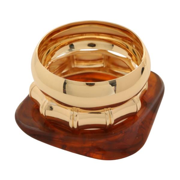 SDJ ACETATE SQUARE METAL BANGLE BRACELET SET