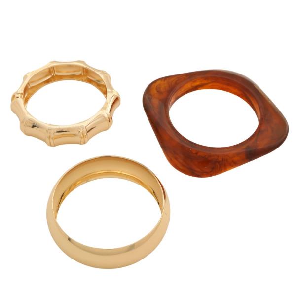 SDJ ACETATE SQUARE METAL BANGLE BRACELET SET