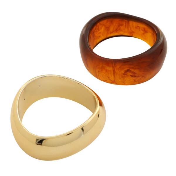 SDJ WAVY ACETATE METAL BANGLE BRACELET SET