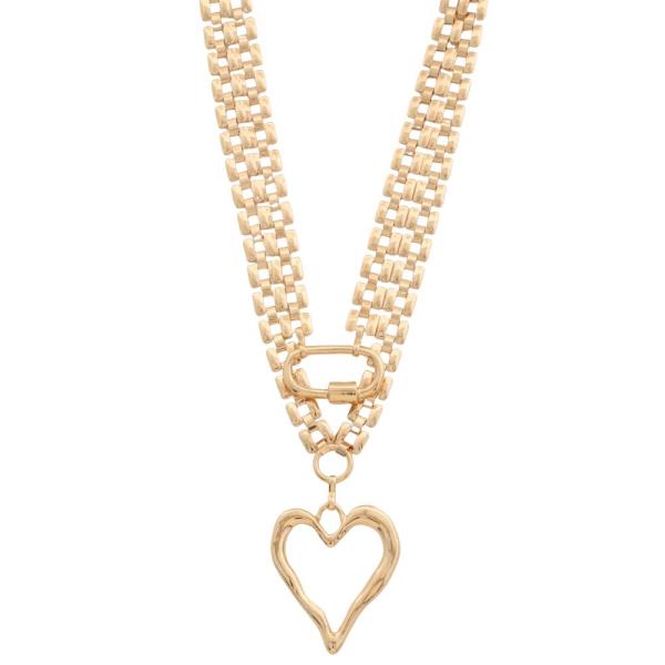SDJ HEART PENDANT CHAIN LAYERED NECKLACE