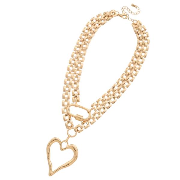 SDJ HEART PENDANT CHAIN LAYERED NECKLACE