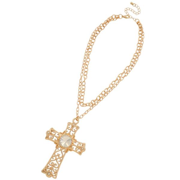 SDJ CROSS PENDANT LAYERED NECKLACE