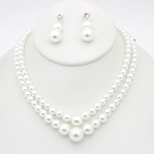 PEARL MULTI-LAYER NECKLACE EARRING SET