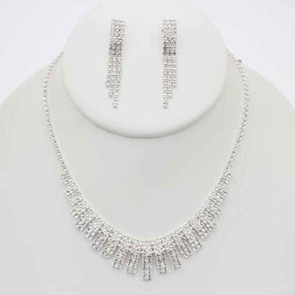 RHINESTONE FRINGE NECKLACE EARRING