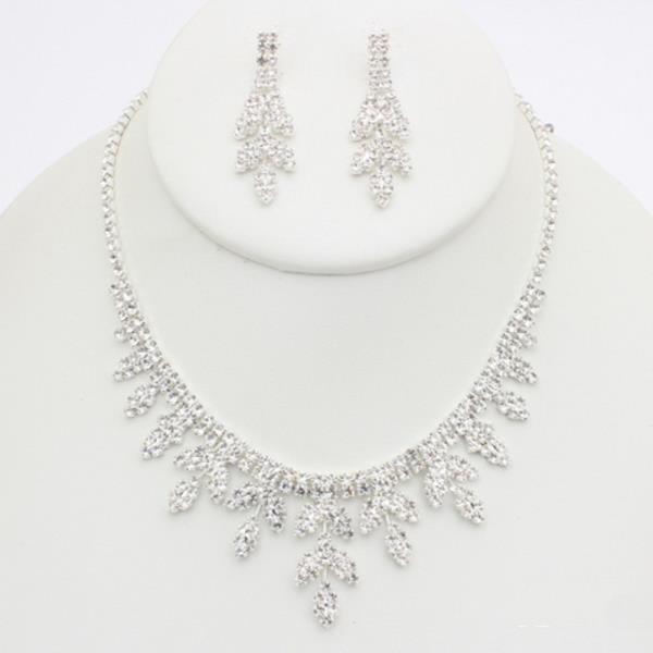 RHINESTONE BRANCH DROP NECKLACE EARRING SET