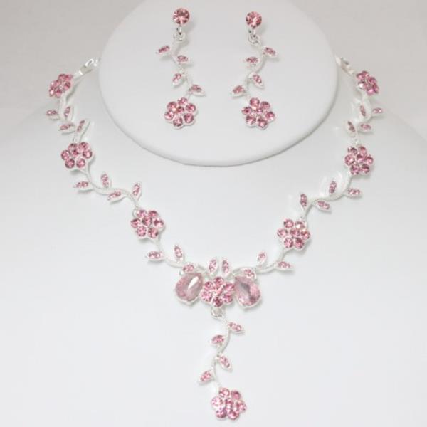 ENAMEL FLOWER Y-SHAPE NECKLACE EARRING SET