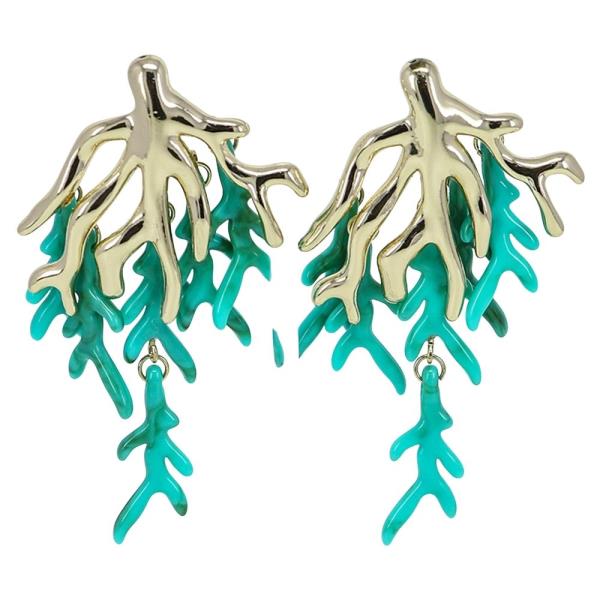 METAL CORAL DROP DANGLE EARRING