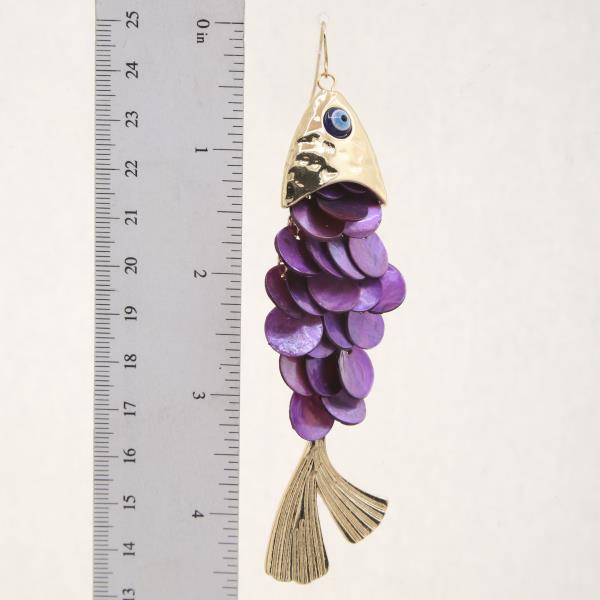 ROUND BEAD FISH DANGLE EARRING