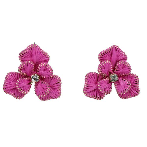 RAFFIA FLOWER STUD EARRING 