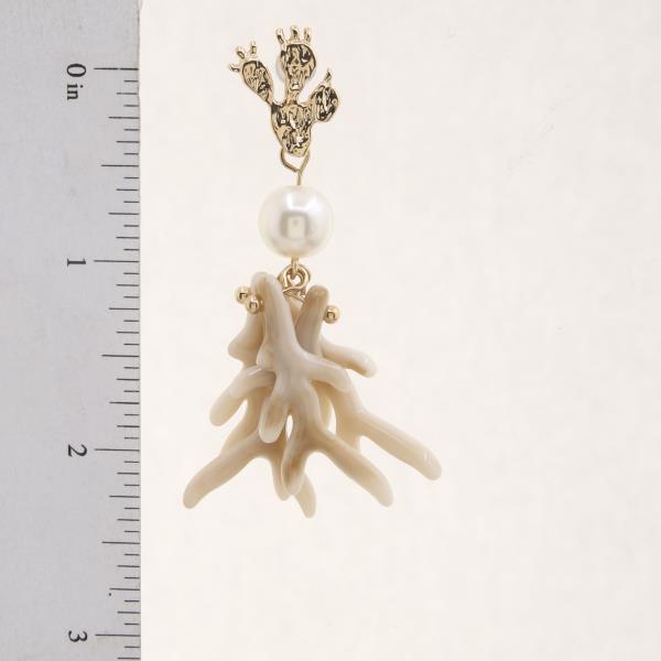 PEARL BEAD CORAL DANGLE EARRING