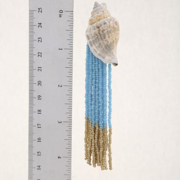 SEASHELL SEED BEAD TASSEL DANGLE EARRING