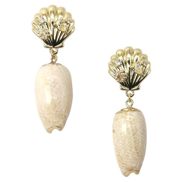 METAL SHELL DANGLE EARRING 