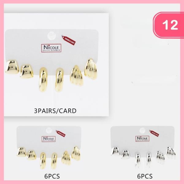 MIXED HUGGIE HOOP EARRING (12 UNITS)