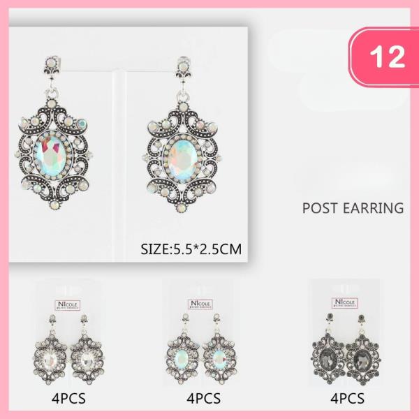 RHINESTONE DANGLE EARRING (12 UNITS)