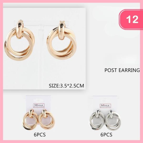 LAYERED CIRCLE POST HOOP EARRING (12 UNITS)