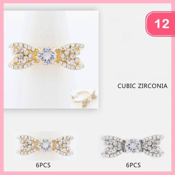 RHINESTONE BOW RING (12 UNITS)