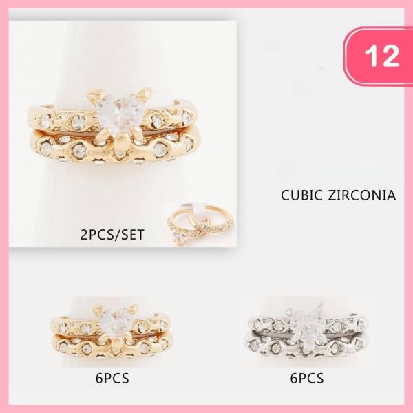 CUBIC ZIRCONIA STACKABLE RING (12 UNITS)