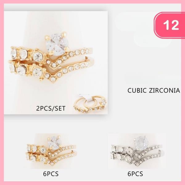 CUBIC ZIRCONIA STACKABLE RING (12 UNITS)