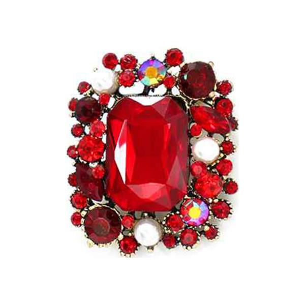 RHINESTONE RECTANGLE STATEMENT BROOCH PIN